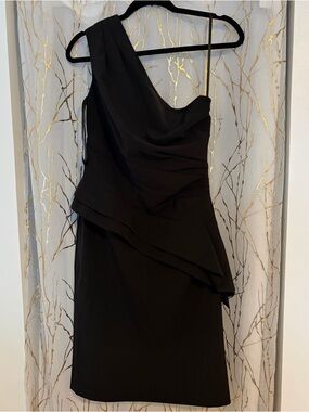 Lauren Ralph Lauren Black One-Shoulder Cocktail Dress
